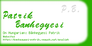 patrik banhegyesi business card